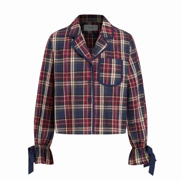 Cider Navy Burgundy Plaid 2-Piece Holiday Pajama Loungewear Set Medium NWT - Picture 2 of 8